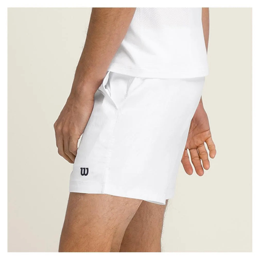 Men's Volley 6 Inch Tennis Short Bright White-Apparel-Wilson-WM00274331WTA-B-5-Tennis Express