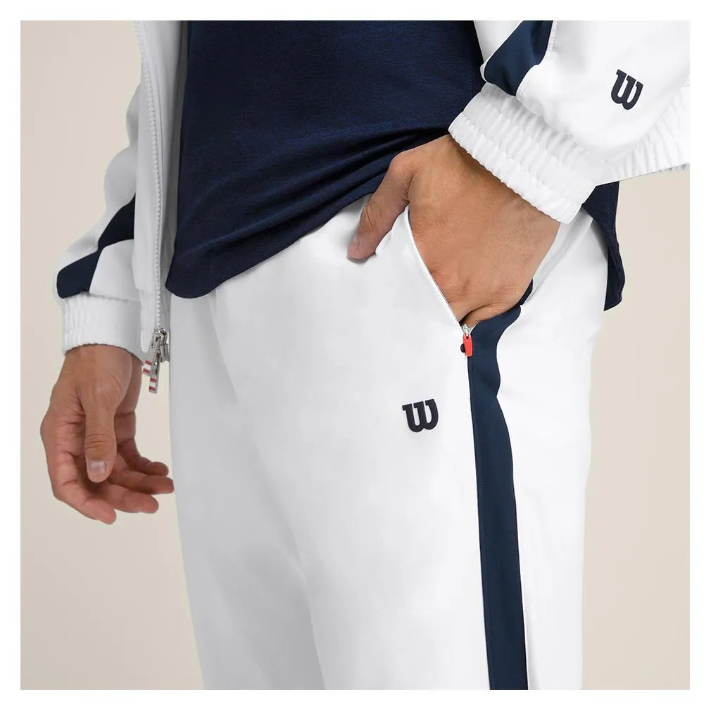 Men's Grand Slam Tennis Jogger Bright White and Classic Navy-Apparel-Wilson-WM00313411WTA-B-6-Tennis Express