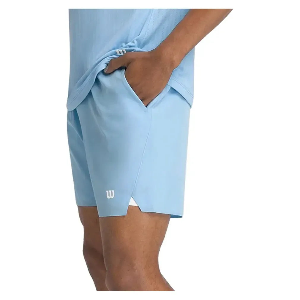 Men's Tournament 7 Inch Tennis Short V2-Apparel-Wilson-WM00502531-F25-AiryBlue1-Tennis Express