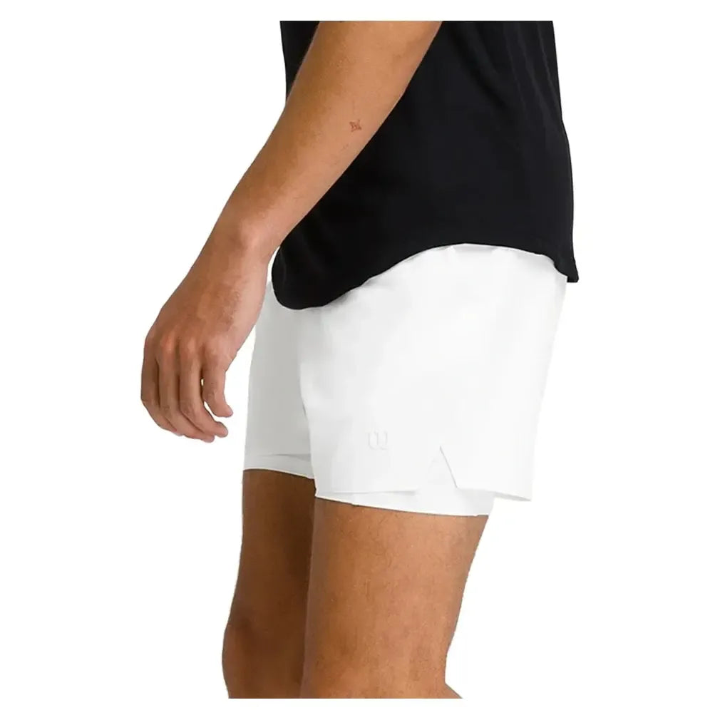 Men's Tournament 5 Inch Tennis Short V2-Apparel-Wilson-WM00503511-B-White1-Tennis Express