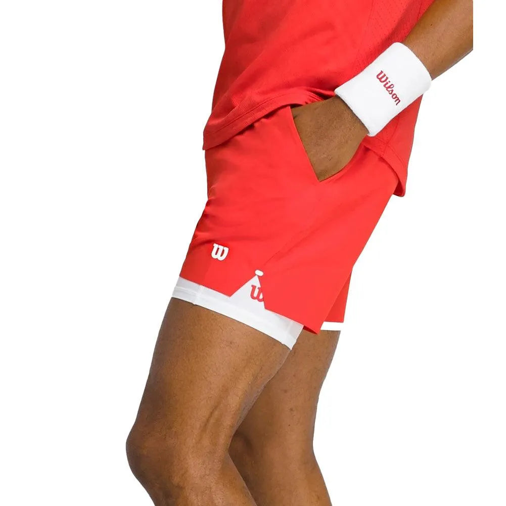 Men's 7 inch Unlined Tournament V2 Tennis Short Infrared-Apparel-Wilson-WM00503511RDB-3-Tennis Express