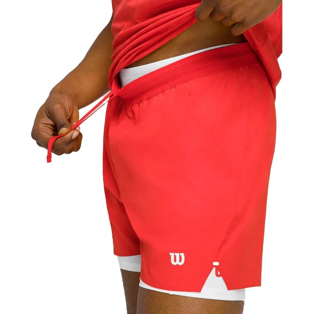 Men's 7 inch Unlined Tournament V2 Tennis Short Infrared-Apparel-Wilson-WM00503511RDB-Tennis Express