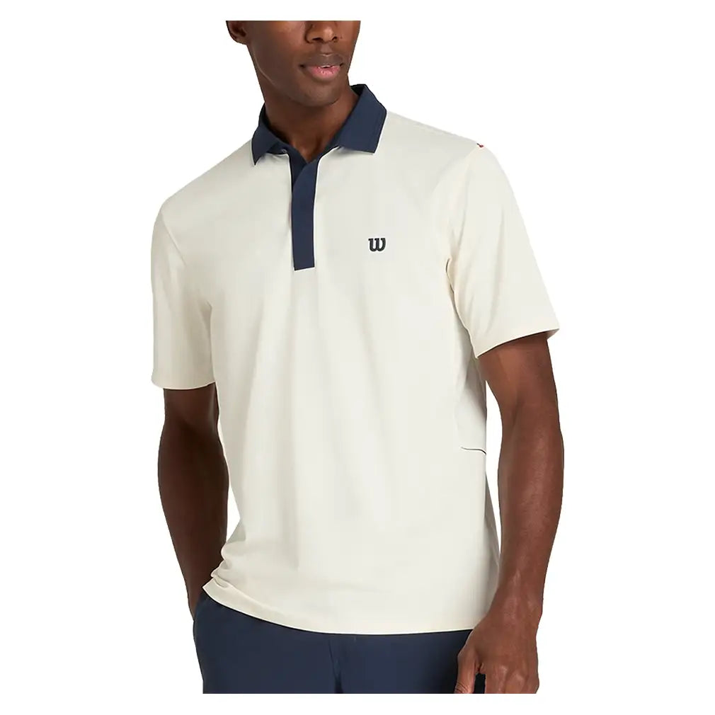 Men's Challengers Technical Tennis Polo Sandrift,Apparel,Wilson,Sandrift,S,Tennis Express,WM00507531GYC-F26-3