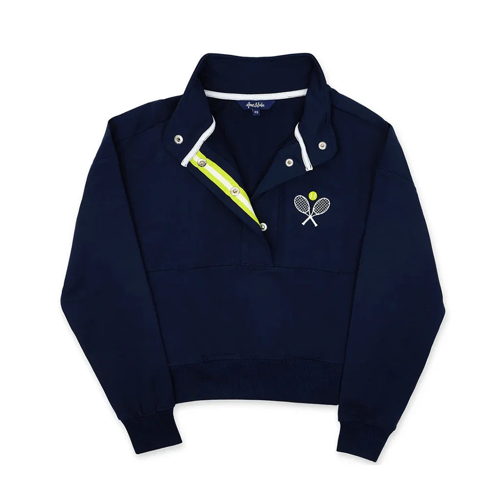 Women's Warmup Pullover-Apparel-Ame and Lulu-WP-1-Navy-Tennis Express