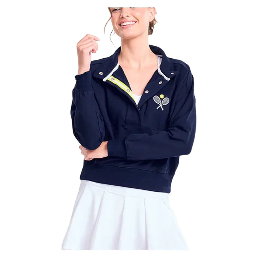 Women's Warmup Pullover-Apparel-Ame and Lulu-WP-1-Navy1-Tennis Express