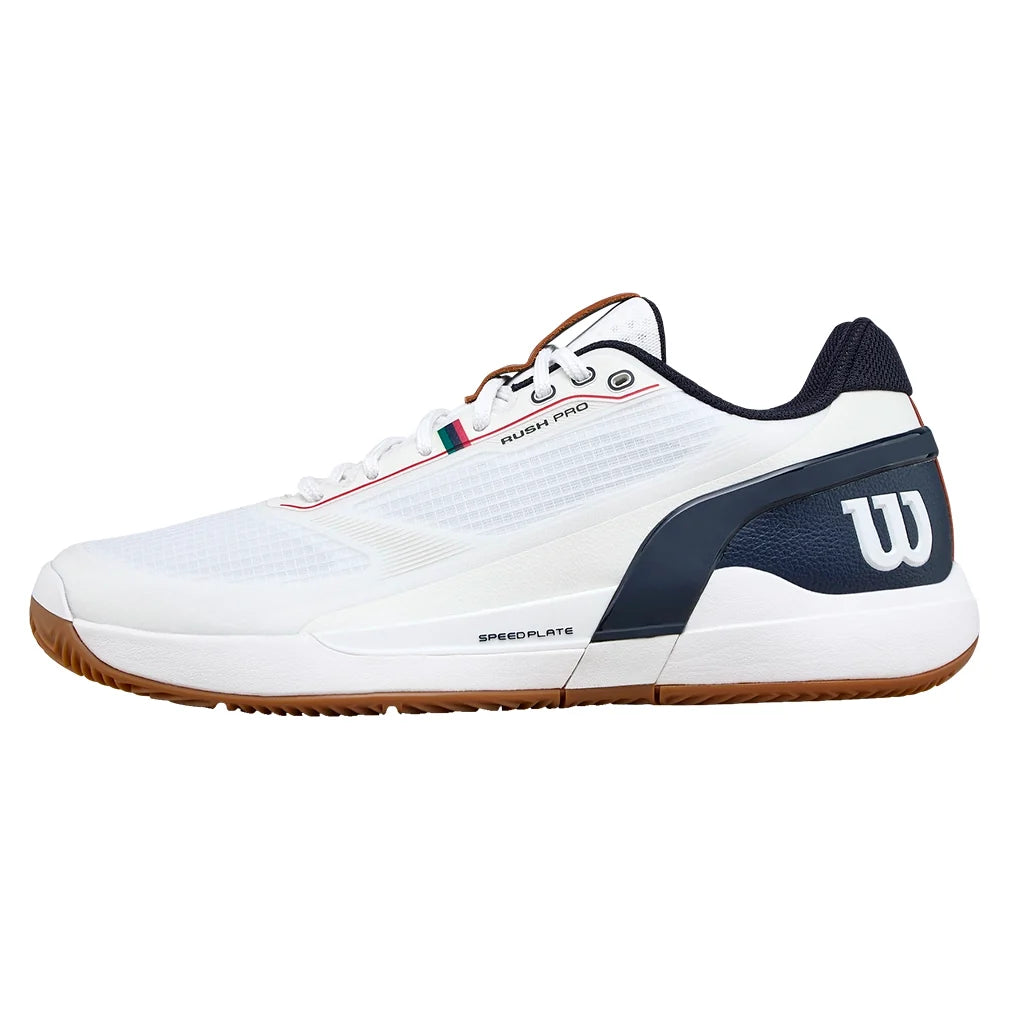 Men's CLAY Court Rush Pro 5 Tennis Shoes White and Navy Blazer,Footwear,Wilson,,,Tennis Express,WRS338670U-U26-1