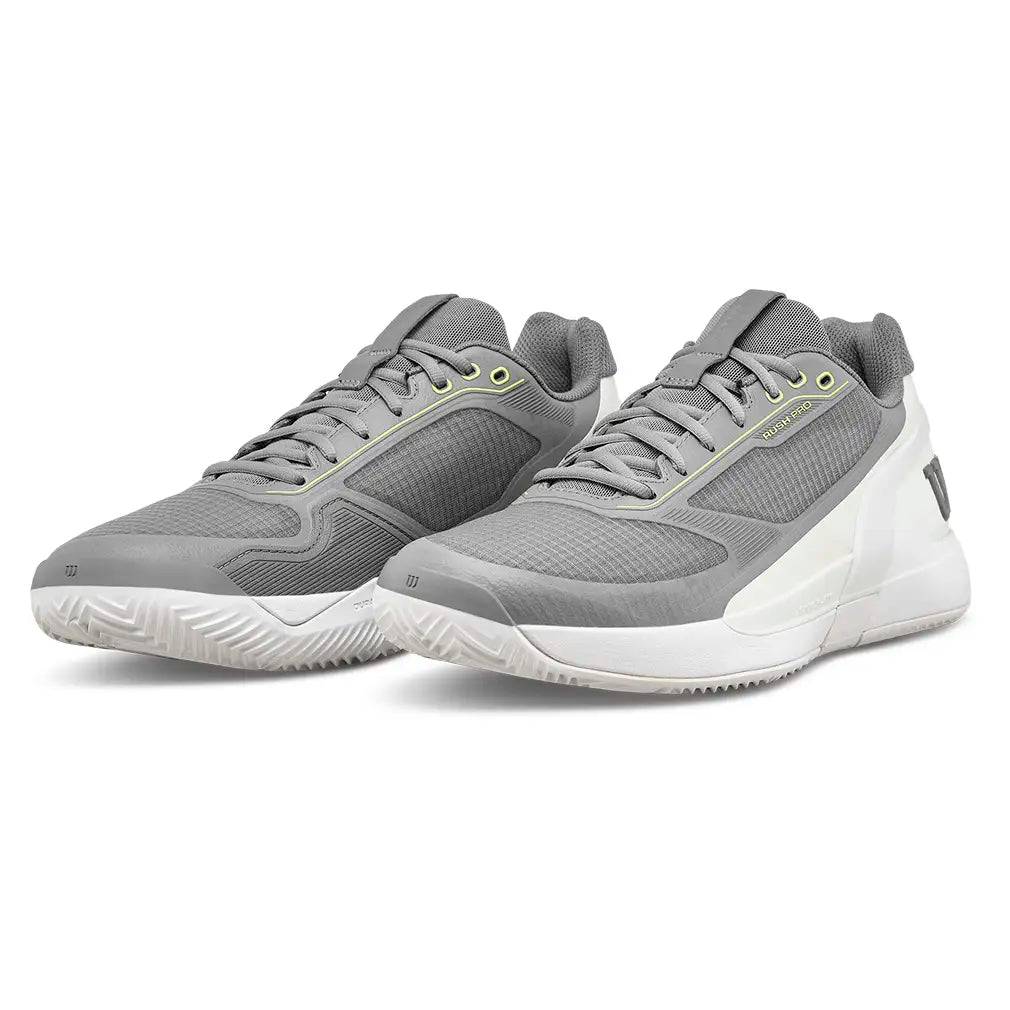 Men's CLAY Court Rush Pro 5 Tennis Shoes Titanium and Snow White,Footwear,Wilson,Titanium/Snow White,7,Tennis Express,WRS339680U-F26-y