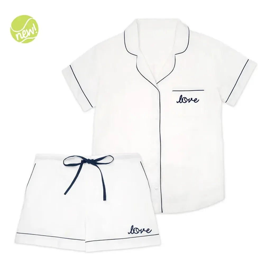 Women's Tennis Short Pajama Set-Apparel-Ame and Lulu-WSPS-B-W-Tennis Express