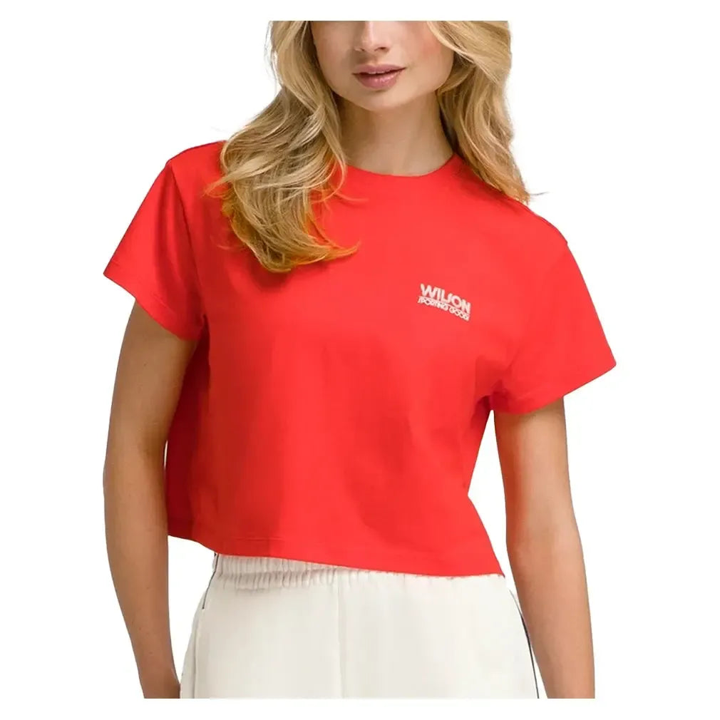 Women's Harper Crop Tennis Tee Infrared-Apparel-Wilson-WW00367511RDB-S25-3-Tennis Express