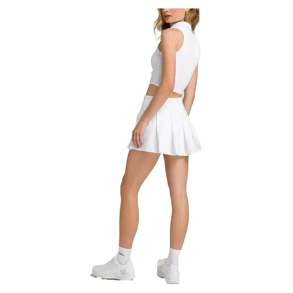 Women's Classic Pleated Mini Tennis Skort Bright White-Apparel-Wilson-WW00387411WTA-S25-5-Tennis Express