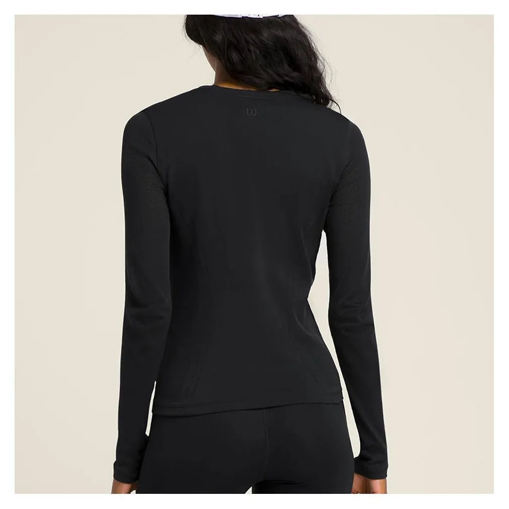 Women's Pro Seamless Long Sleeve-Apparel-Wilson-WW00399-F24-bk-4-Tennis Express
