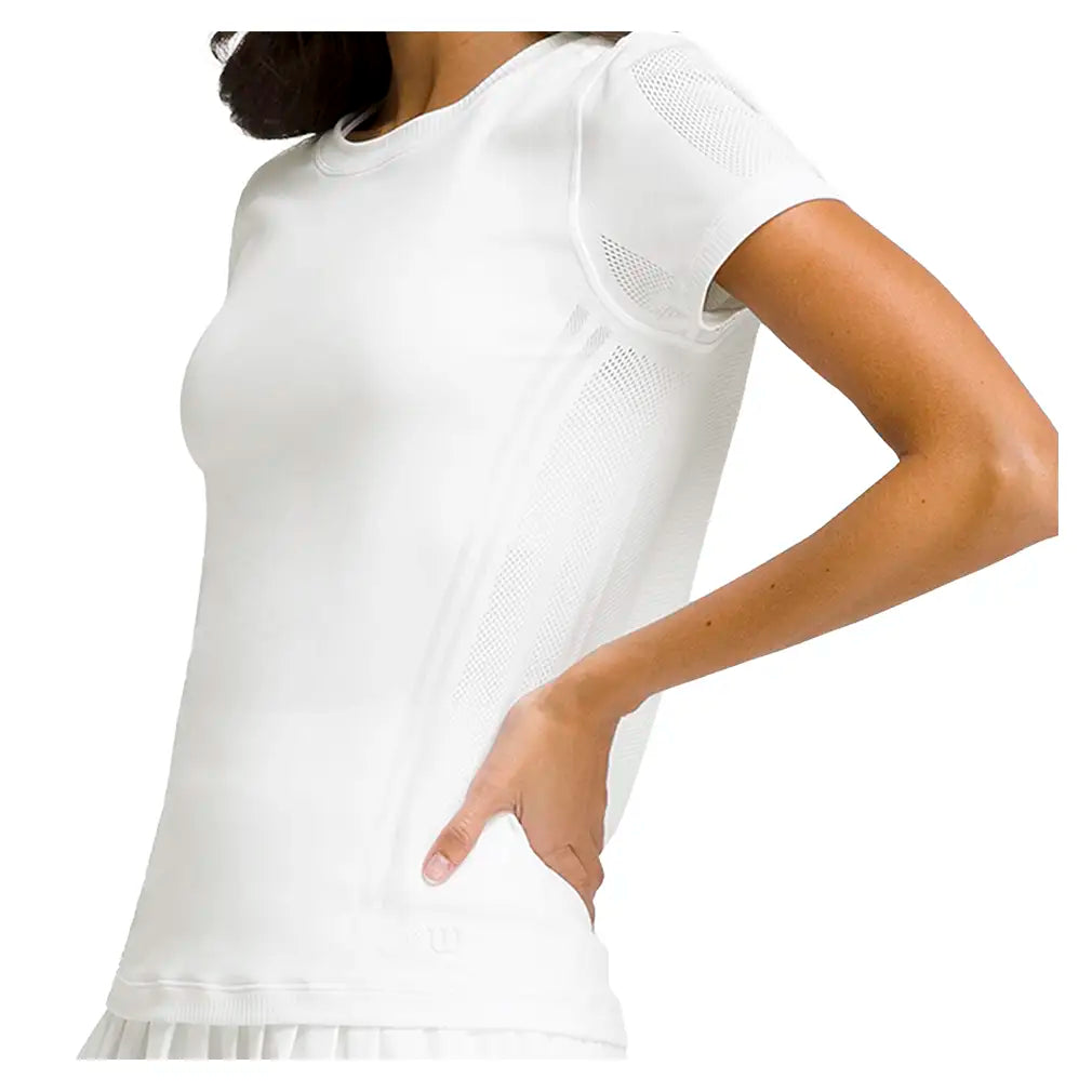 Women's Pro Seamless Tennis Tee Bright White,Apparel,Wilson,,,Tennis Express,WW00593511WTA-BF26-6