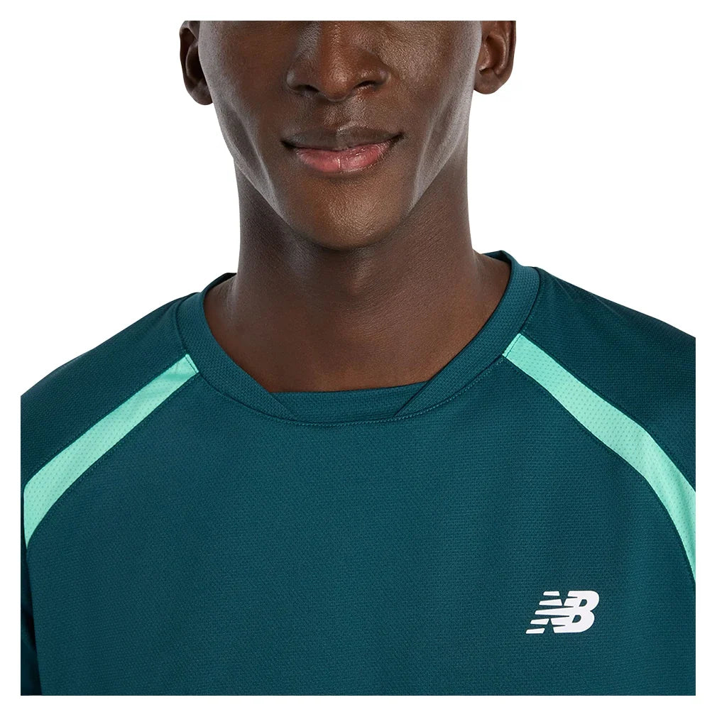 Men's Tournament Novelty Tennis Top Medusa Green,Apparel,New Balance,,,Tennis Express,mt61l02kaav_5
