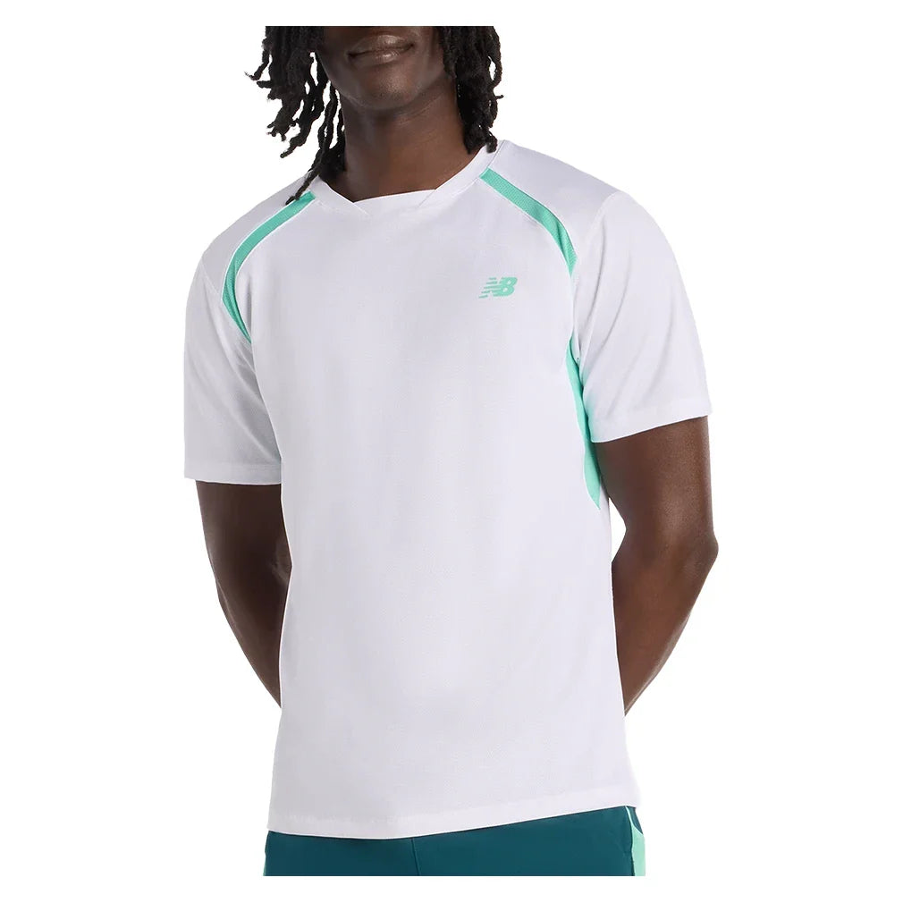 Men's Tournament Novelty Tennis Top White,Apparel,New Balance,White,S,Tennis Express,mt61l02kwt