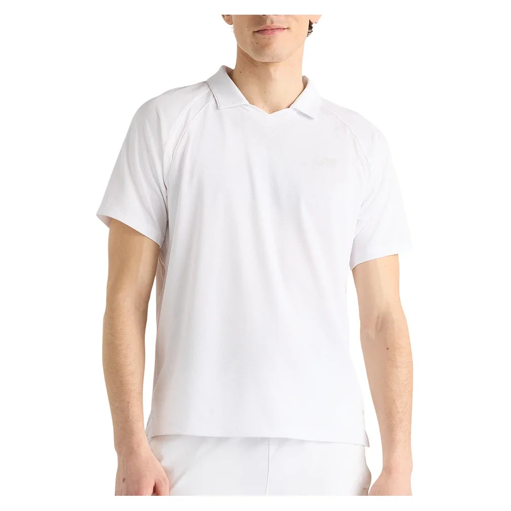 Men's Tournament Tennis Polo White,Apparel,New Balance,White,S,Tennis Express,mt61w0htwt