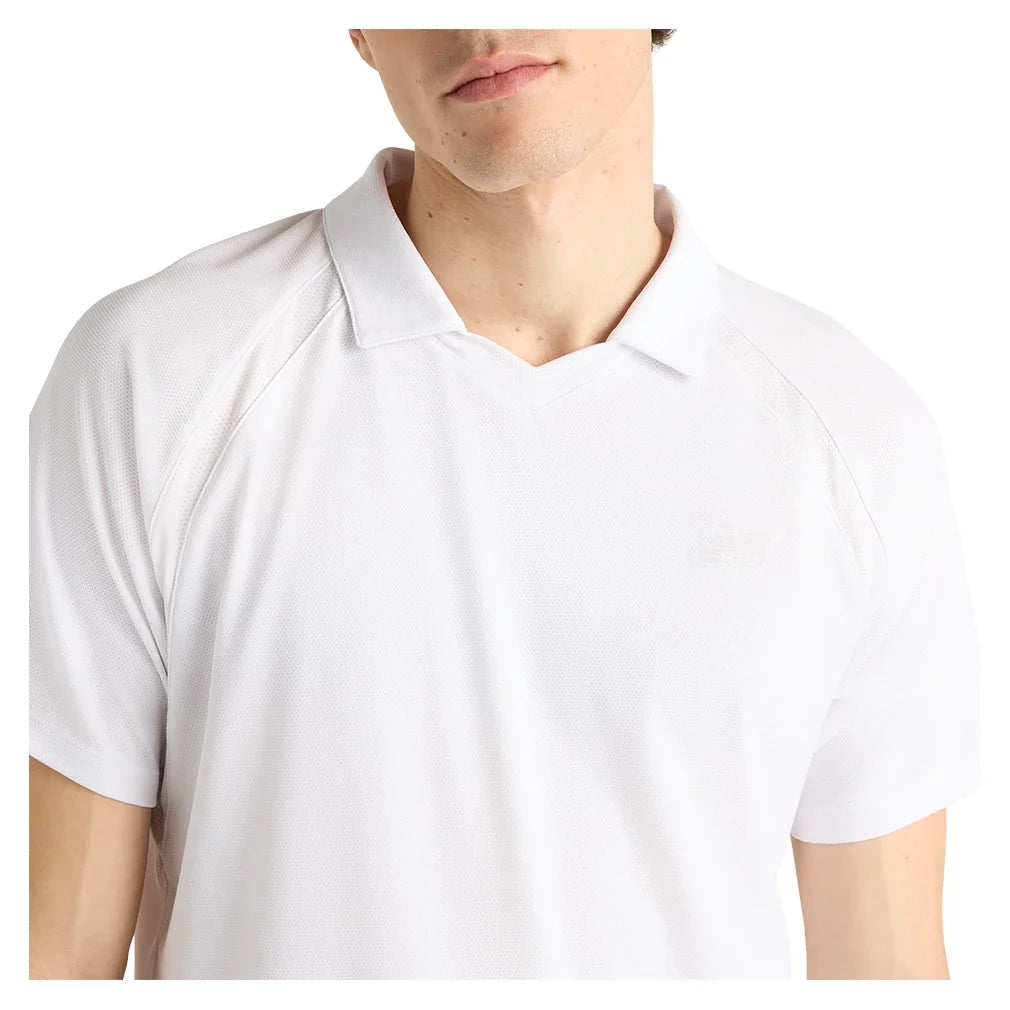 Men's Tournament Tennis Polo White,Apparel,New Balance,,,Tennis Express,mt61w0htwt_4