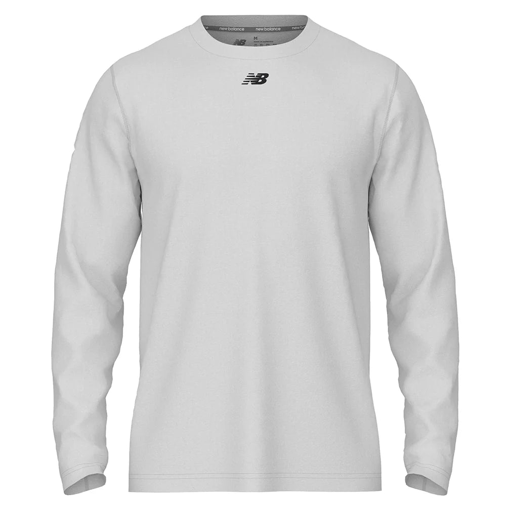 Men's Activate Long Sleeve Tech Shirt White and Team Black,Apparel,New Balance,White/Team Black,S,Tennis Express,tmmt771wt_1