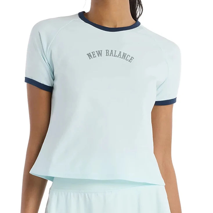 Women's Tournament Novelty Tennis Top Glint Blue-Apparel-New Balance-wt61b030aaw-Tennis Express